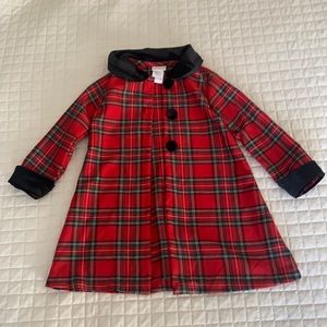 Youngland Christmas Red Plaid Overcoat/Long Jacket 3T